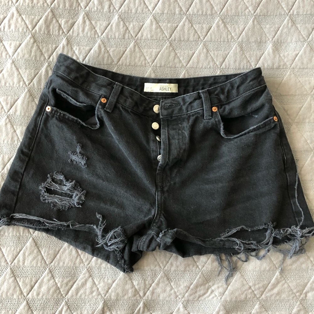 Topshop Black Denim Shorts